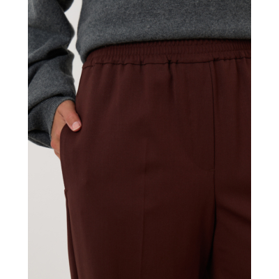 Weekend Max Mara  Technical Gabardine Wool Trousers Chocolate
