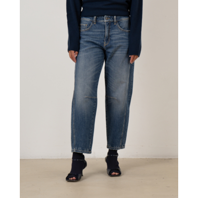 Cambio Elia cropped barrel jeans in denim wash
