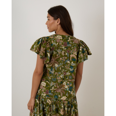 Ulla Johnson Perline Flutter Sleeve Blouse Lichen