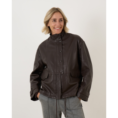 Enes Jacket leather/suede women brown