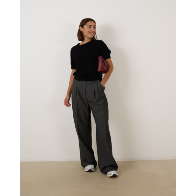 People's Republic of Cashmere Pullover short sleeve round neck women black