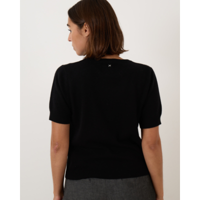 People's Republic of Cashmere Pullover short sleeve round neck women black