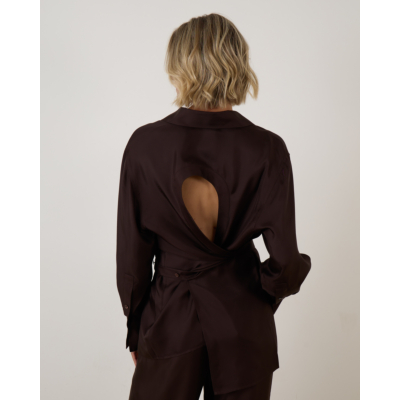 Róhe Deconstructed silk shirt Mahogany