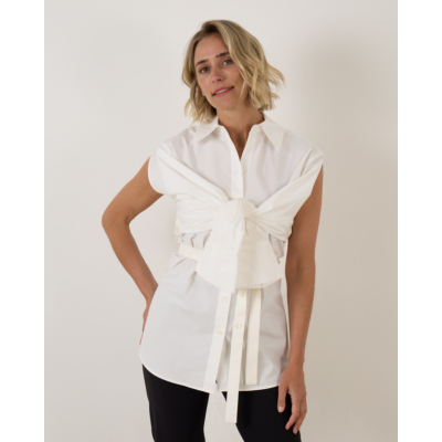 Róhe Poplin Silk Combined gilet-shirt Optic White