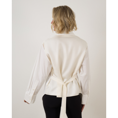 Róhe Poplin Silk Combined gilet-shirt Optic White