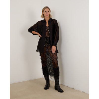 Love Stories EVE Sheer Sequin Top Black