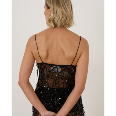 Love Stories EVE Sheer Sequin Top Black