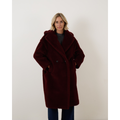 Max Mara Main Tedgirl Bear Coat Cherry