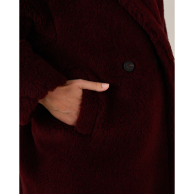 Max Mara Main Tedgirl Bear Coat Cherry