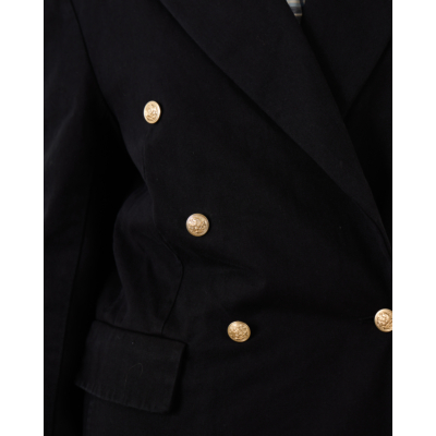 Denimist Deconstructed Double Breasted Peak Lapel Blazer Black