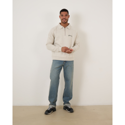 Flâneur Raglan Half Zip Sweater Cool Grey
