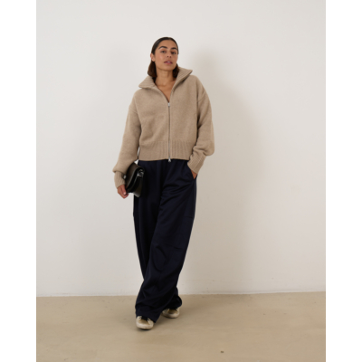 Extreme Cashmere N°438 Xtra Fab Zip-Up Cardigan Oat