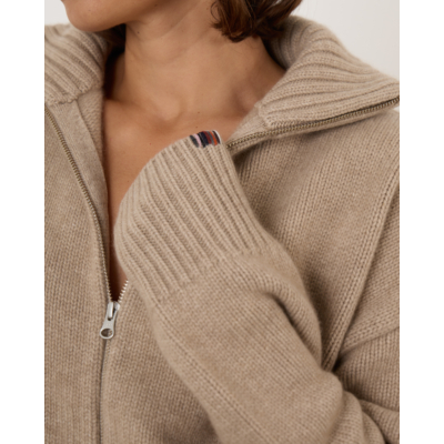 Extreme Cashmere N°438 Xtra Fab Zip-Up Cardigan Oat