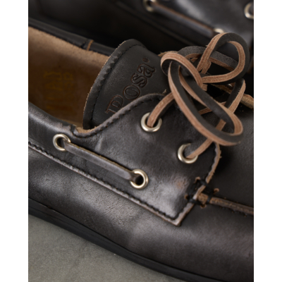 Posa Boat Loafer Leather Brushed Black