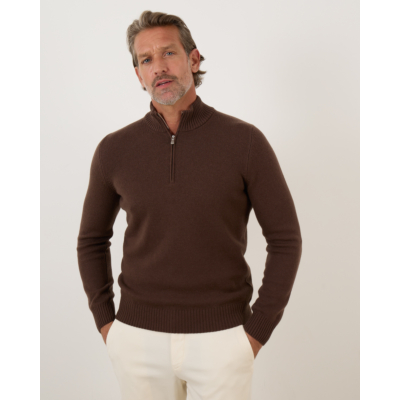 Gran Sasso Zip Pullover Knit Chocolate