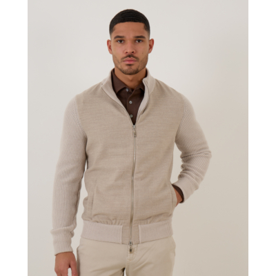 Doriani Cashmere Cardigan with Zip and Ribbed Detail