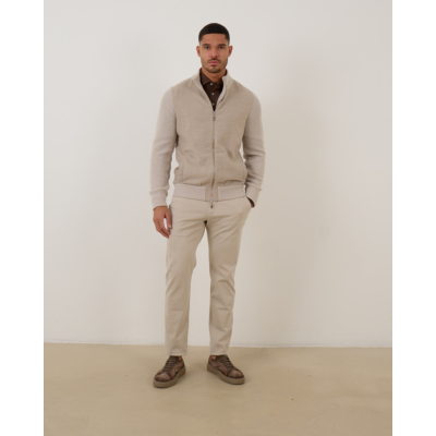 Doriani Cashmere Cardigan with Zip and Ribbed Detail