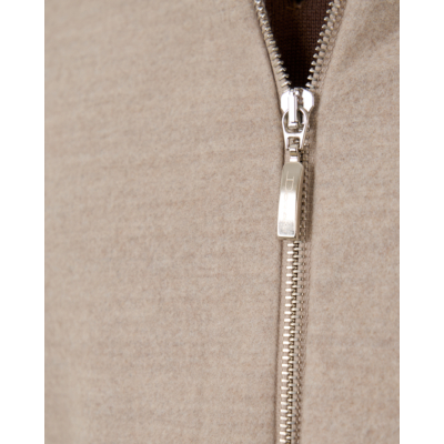 Doriani Cashmere Cardigan with Zip and Ribbed Detail