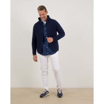 Doriani Cashmere Wool and Cashmere Button-Front Vest Navy Blue