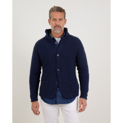 Doriani Cashmere Wool and Cashmere Button-Front Vest Navy Blue