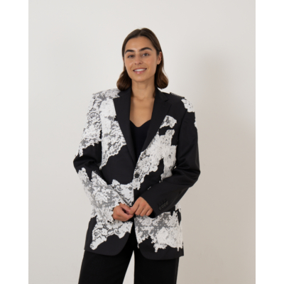 1/OFF Blazer Black with White Lace
