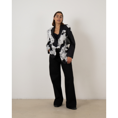 1/OFF Blazer Black with White Lace