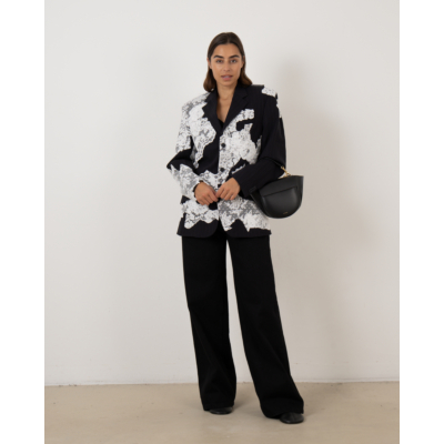 1/OFF Blazer Navy Pinstripe White Lace