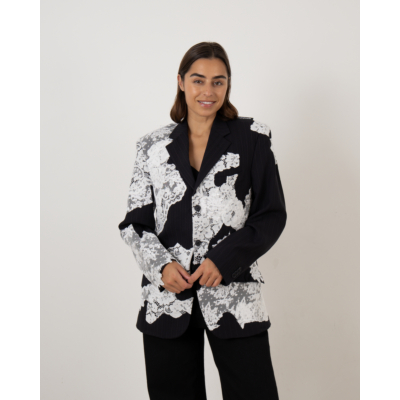 1/OFF Blazer Navy Pinstripe White Lace