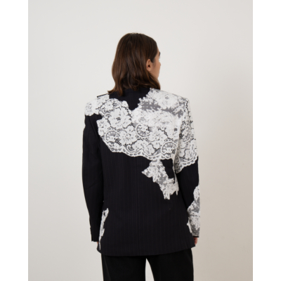 1/OFF Blazer Navy Pinstripe White Lace