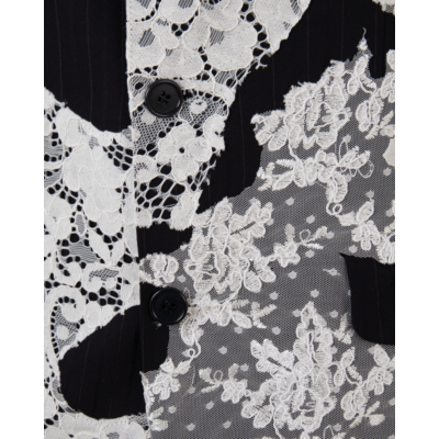 1/OFF Blazer Navy Pinstripe White Lace