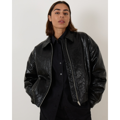 Ame Antwerp Milf Bomber Faux Leather Black