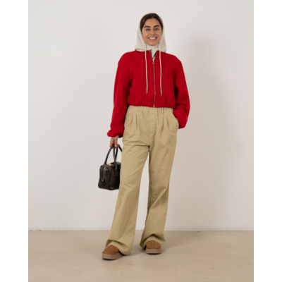 Penn&Ink Bomber cardigan with red print