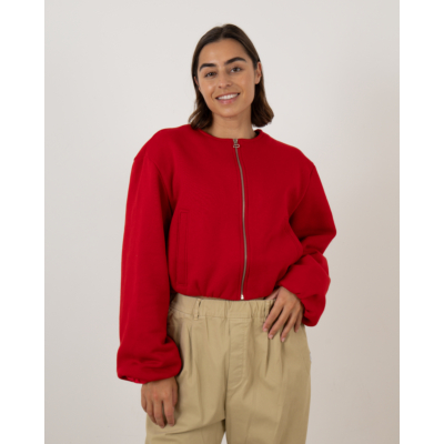 Penn&Ink Bomber cardigan with red print