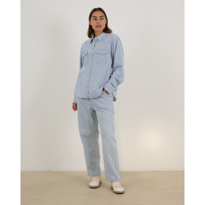 Xírena Byron Blouse Lange Mouw Gestreept Blauw