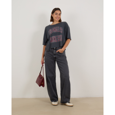 Anine Bing Johnny Cropped Shirt Verwassen Zwart