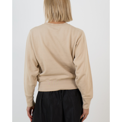 Anine Bing Harry Shrunken Paris Crewneck Sweatshirt Beige
