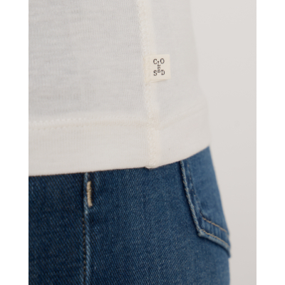 Closed Stretchy Aangesloten T-Shirt met Lage Hals Wit