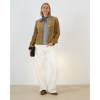 Closed Katoen Blend Lange Mouwen Shirt Gestreept Wit Blauw