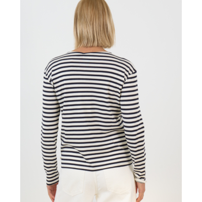 Closed Katoen Blend Lange Mouwen Shirt Gestreept Wit Blauw