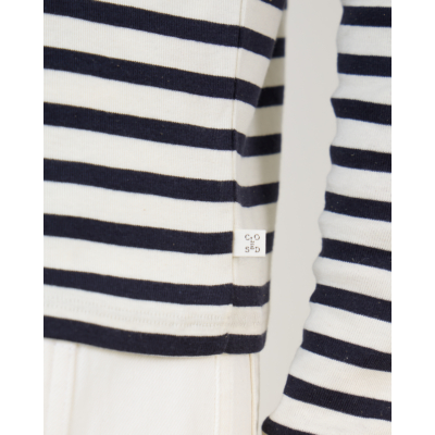 Closed Katoen Blend Lange Mouwen Shirt Gestreept Wit Blauw