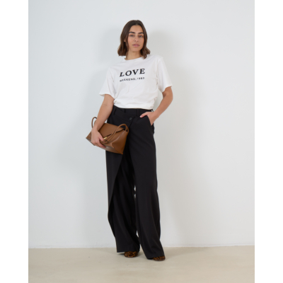 Cambio Anais Wijde Pantalon met Asymmetrische Sluiting Zwart