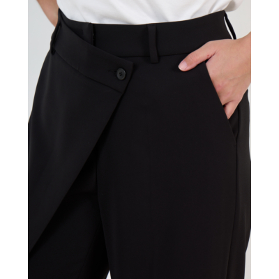 Cambio Anais Wijde Pantalon met Asymmetrische Sluiting Zwart