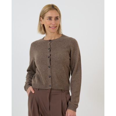 People's Republic of Cashmere Kasjmier Cardigan Vest met Knoopsluiting Taupe