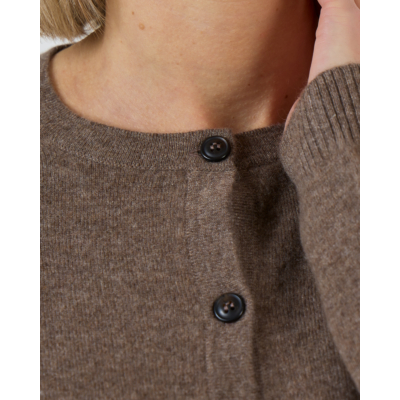 People's Republic of Cashmere Kasjmier Cardigan Vest met Knoopsluiting Taupe