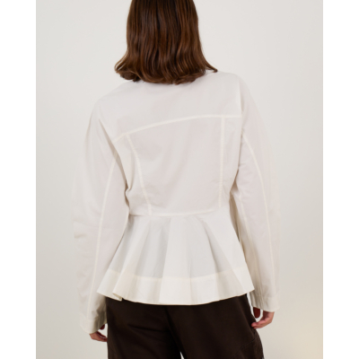 Ganni Getailleerde Peplum Blouse Wit