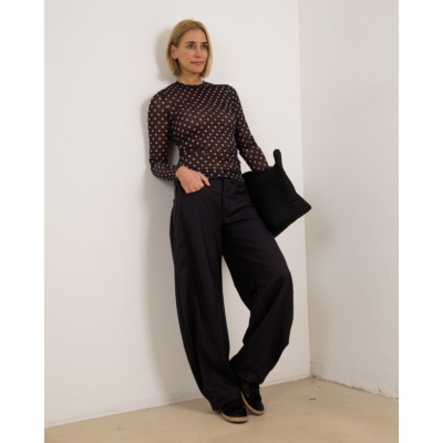 Ganni Sheer polkadot shirt zwart