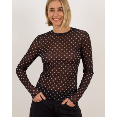 Ganni Sheer polkadot shirt zwart