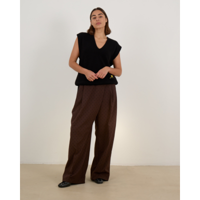 Ganni Flock Check Cross-over Trousers Coffee