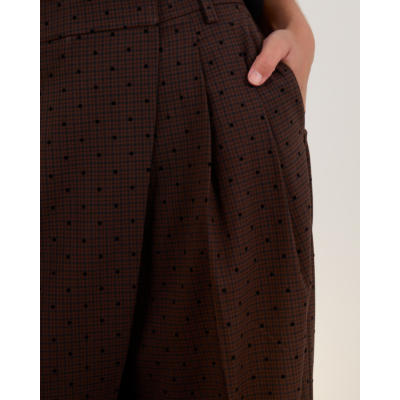 Ganni Flock Check Cross-over Trousers Coffee