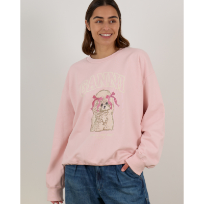 Ganni Poodle crewneck sweater roze